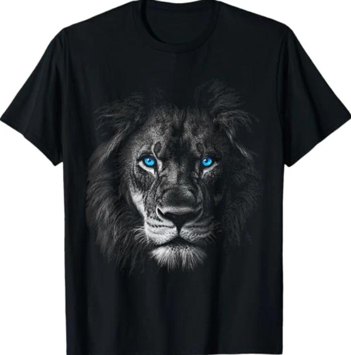 Lion Animal Motif Blue Eyes Artwork Lion T-Shirt