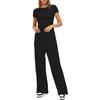 Women's 2 Piece Outfits Sets Ruched Short Sleeve Tops And High Waisted Wide Leg Pants Tracksuit Sets