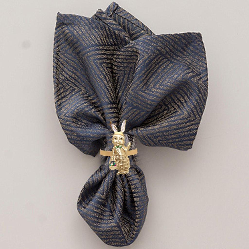 Easter Bunny Rabbit Napkin Rings Dining Table Metal Modern Serviette Buckle for Birthday Easter Thanksgiving Party Decor