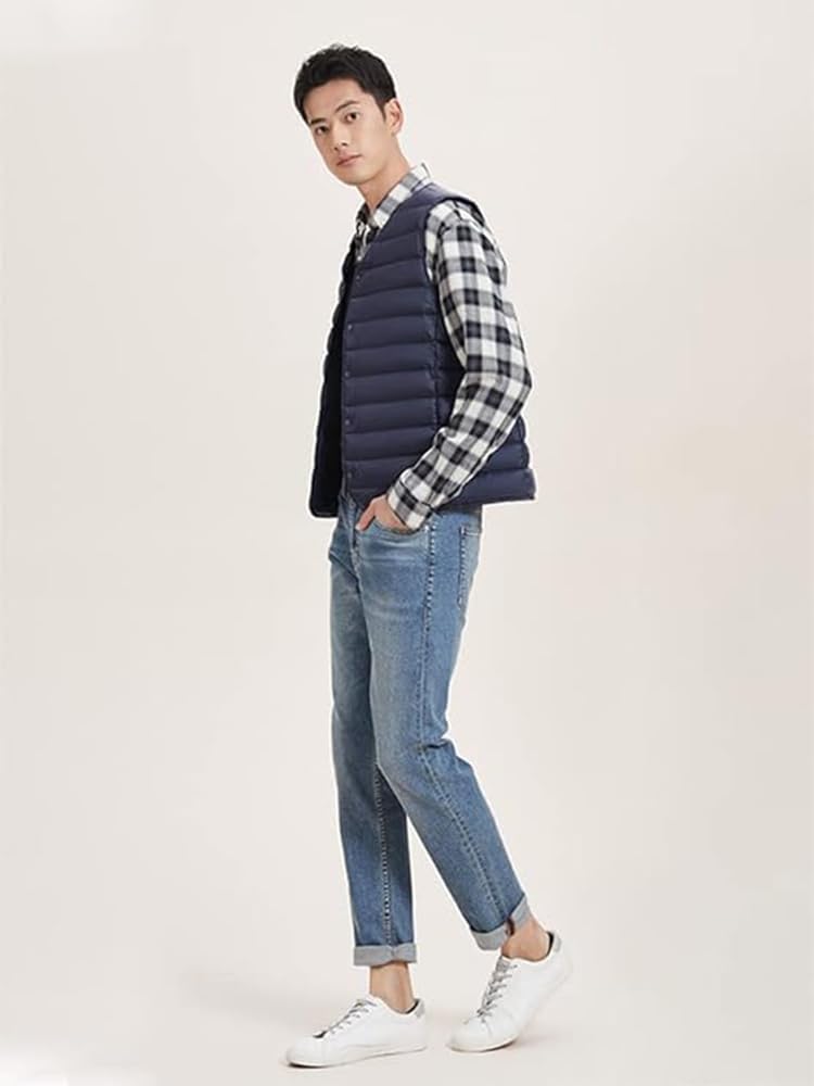 Wnodruke Ultra Light No-collar Down Vest WN003 Navy Size L