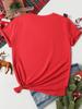 Womens Red Merry and Bright Christmas TShirt Short Sleeve Crew Neck Casual Top with MERRY BRIGHT Letter Print Plaid Tree Icons