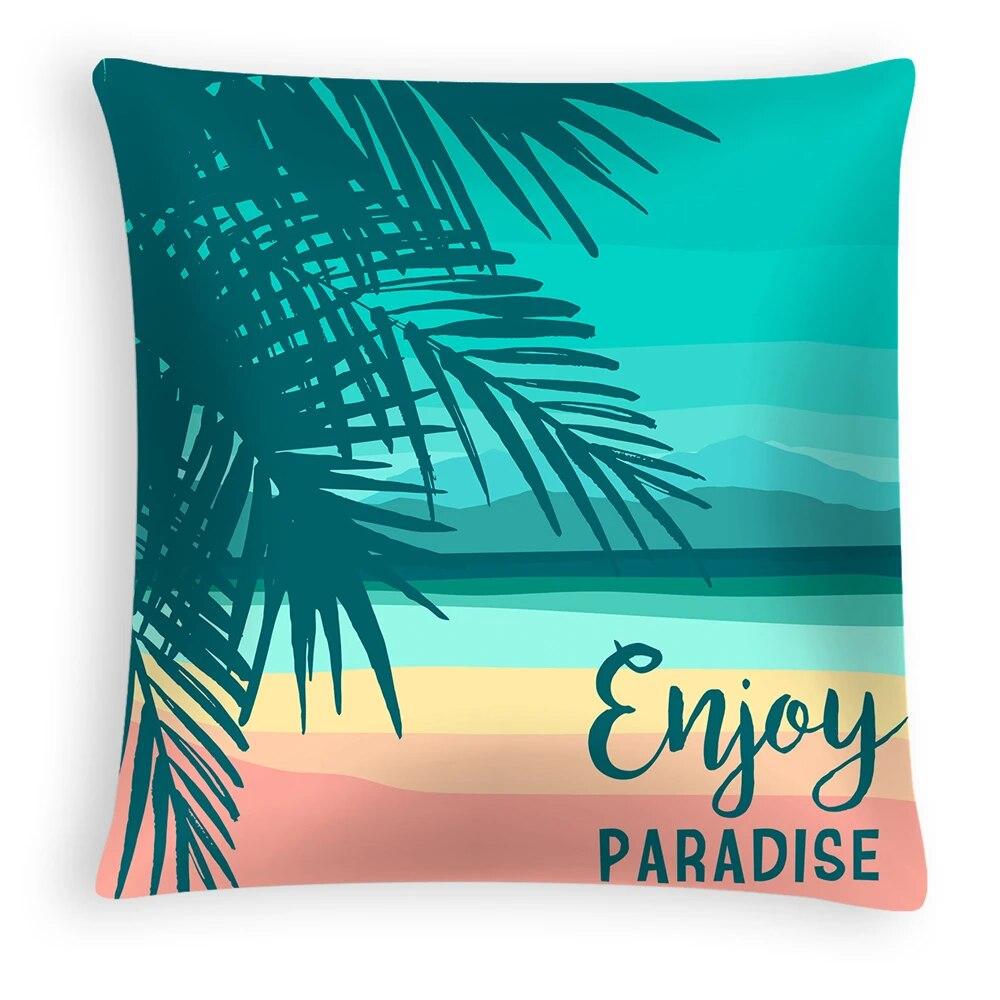 Tropical Summer Beach Style Coconut Tree Print Pattern Sofa Cushion Cover Pillowcase Home Party Car Bedding