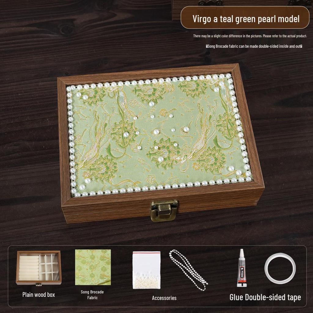 Song Brocade Jewelry Box DIY Kit: Handmade Solid Wood, Chinese Retro Gift for Mother's Day