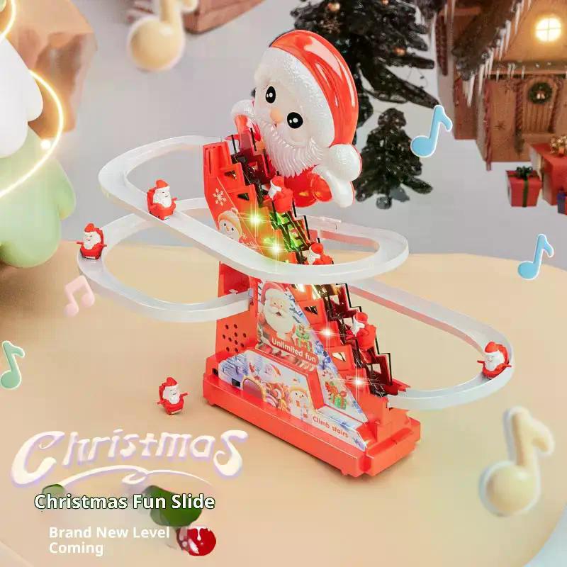 1 Set Weihnachtsmann Weihnachtsspielzeug Elektrischer Schneemann Untersetzer Mit Licht Musikstück Aktivität Für Jungen Mädchen Kinder Treppenrutsche Spielzeug