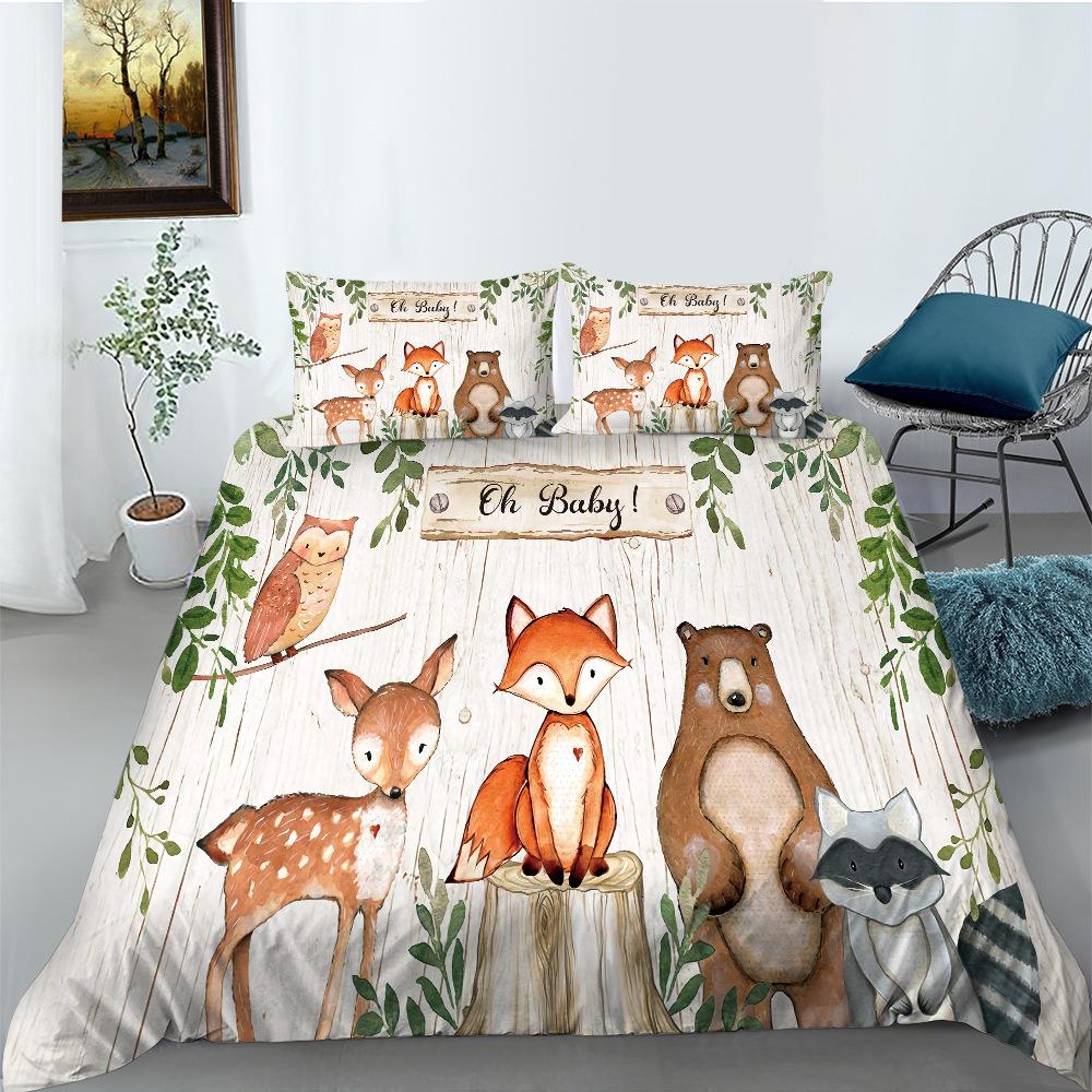 Cartoon Dinosaur Series Quilt Cover Pillowcase Two Or Three-Piece Set Polyester Digital Printing Can Be