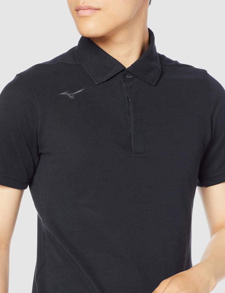 Mizuno Training Polo Short Size M Men's Shirt, Sleeve, Moisture-Wicking, Quick-Drying, Black, (32MA0083)