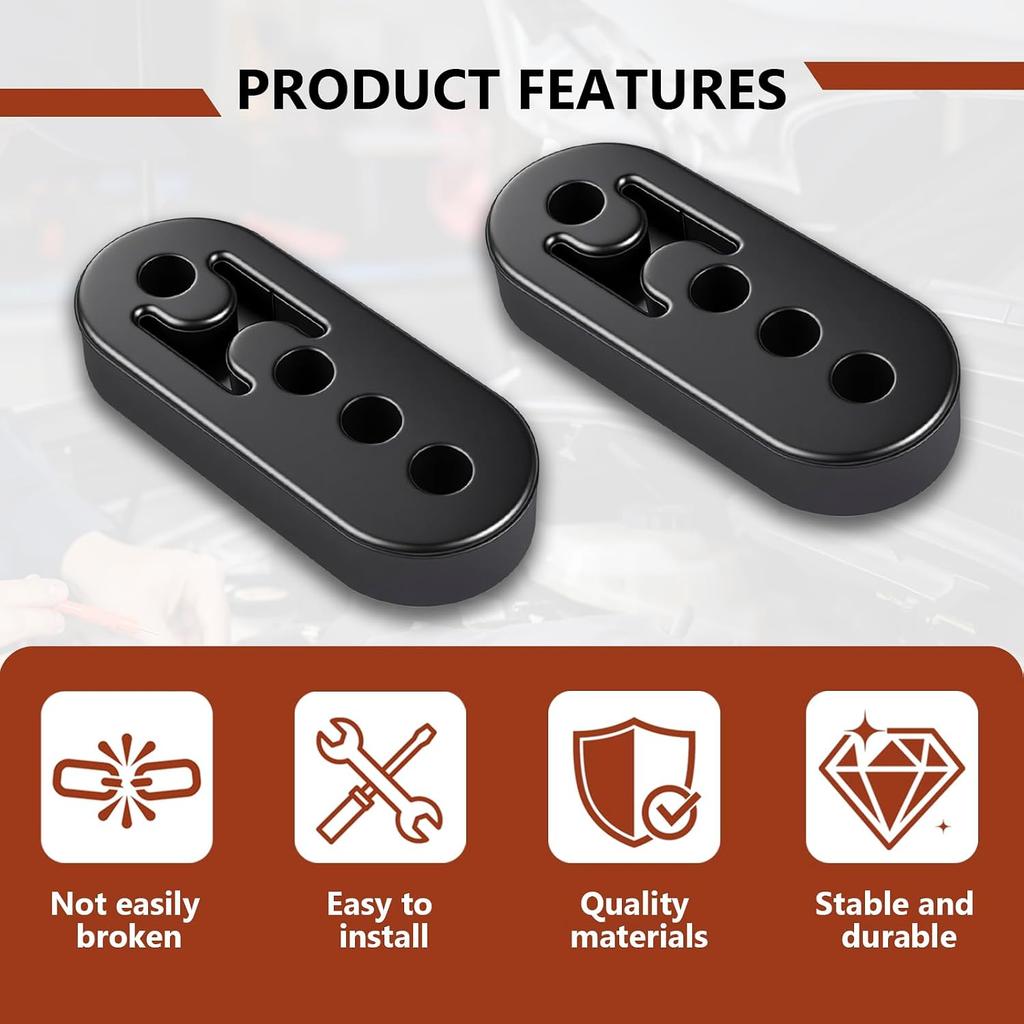 2PCS Exhaust Hangers, 4 Holes Adjustable Muffler Hanger,Universal Rubber Muffler Exhaust System,High-Density Isolation Insulator Bushing Shock