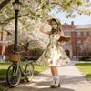 1950s Audrey Hepburn Style French Dress With Floral Print For Casual Daily Wear