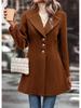 Europäischer und amerikanischer Damen Wollmantel mit Revers in Unifarben - Herbst-/Wintermode