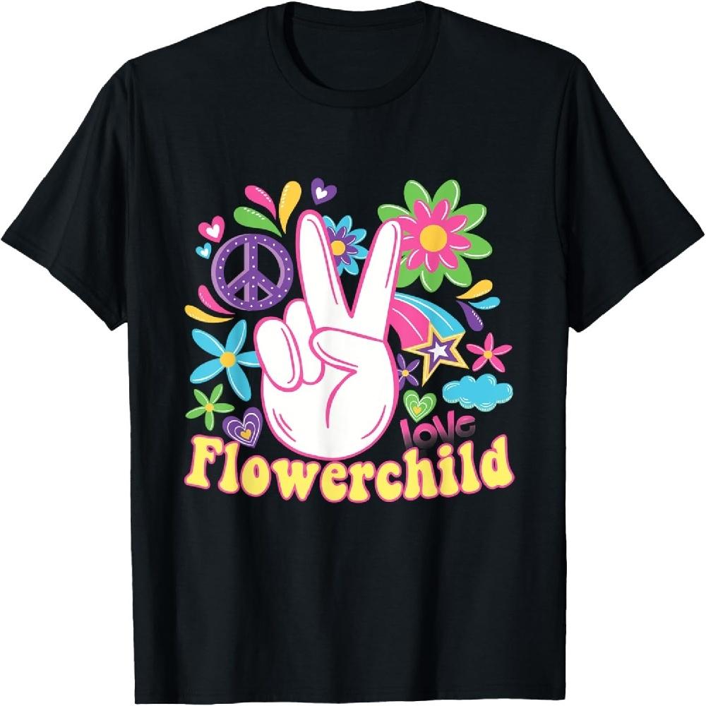 Hippie Cadeau Groovy FlowerPower Woodstock Bohemien Vrede T-Shirt