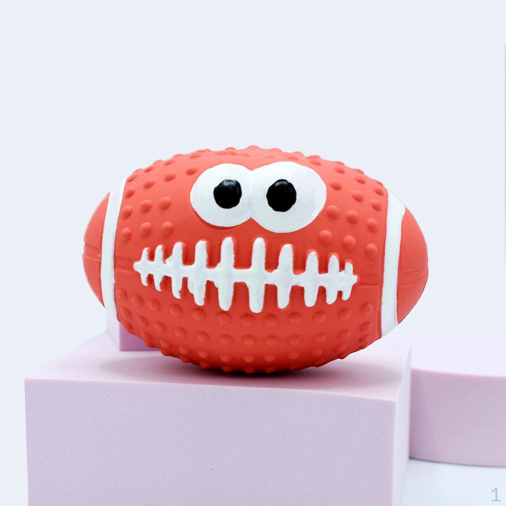 

Dog Chew Toy Bite Resistant Rubber Squeaky Ball Red Rugby