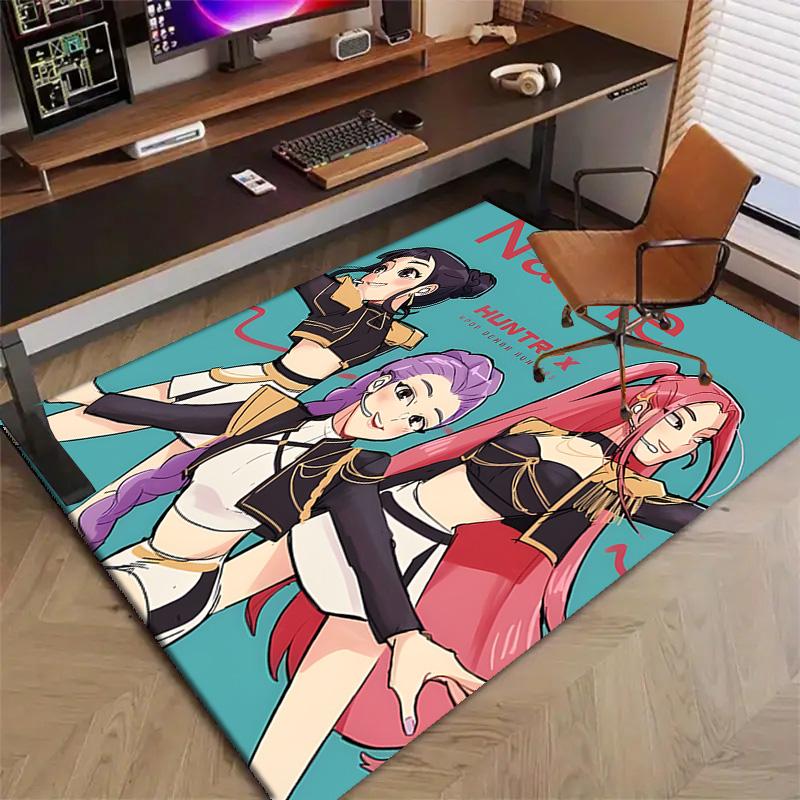 Custom KPop Demon Hunters Mat Personalized Name, Polyester Washable Indoor Entryway Rug, Gift for Christmas, Easter, Thanksgiving Day