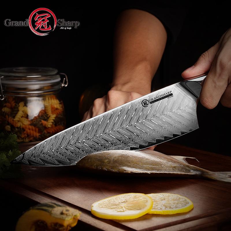 7.5 Inch Chef Knife High Carbon VG10 Japanese 67 Layers Damascus Kitchen Knife Stainless Steel Knife Rosewood Handle