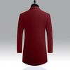 Męski trencz jesienno-zimowy Gruby, długi rękaw, kołnierzyk Slim Fit, wiatroszczelny, jednokolorowy, jednorzędowy, guziki średniej długości, męska marynarka formalna