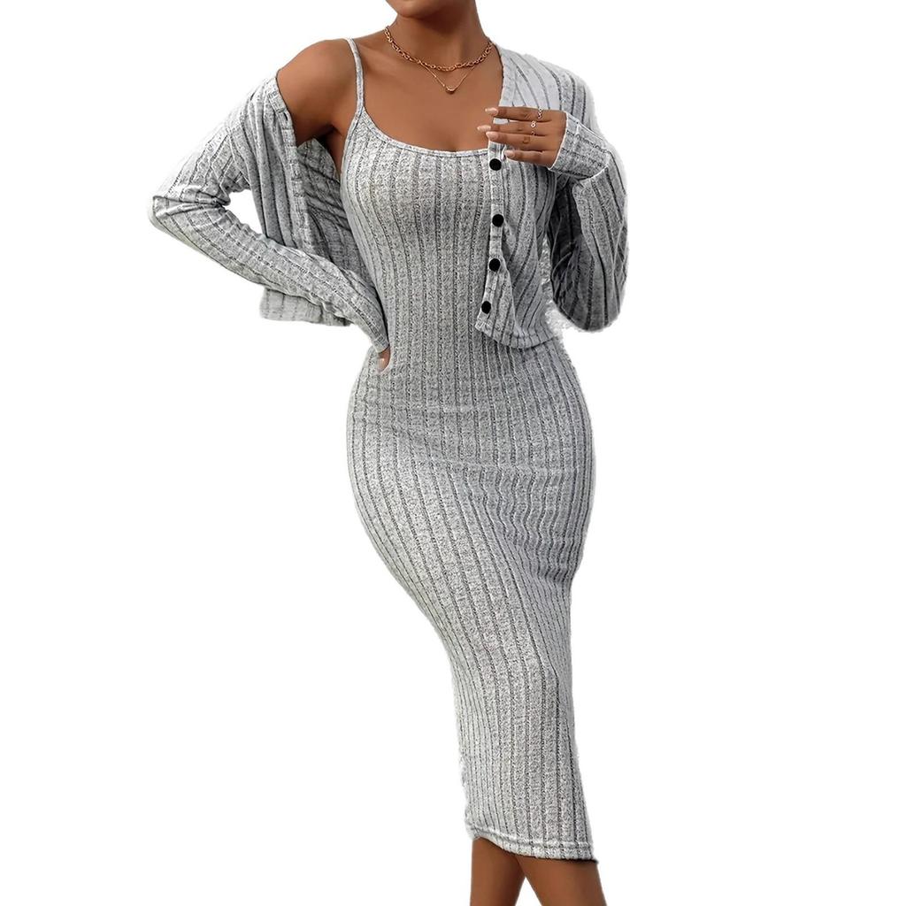 European & American Plus Size Women's Autumn/Winter Fashionable Bodycon Skirt & Coat Set