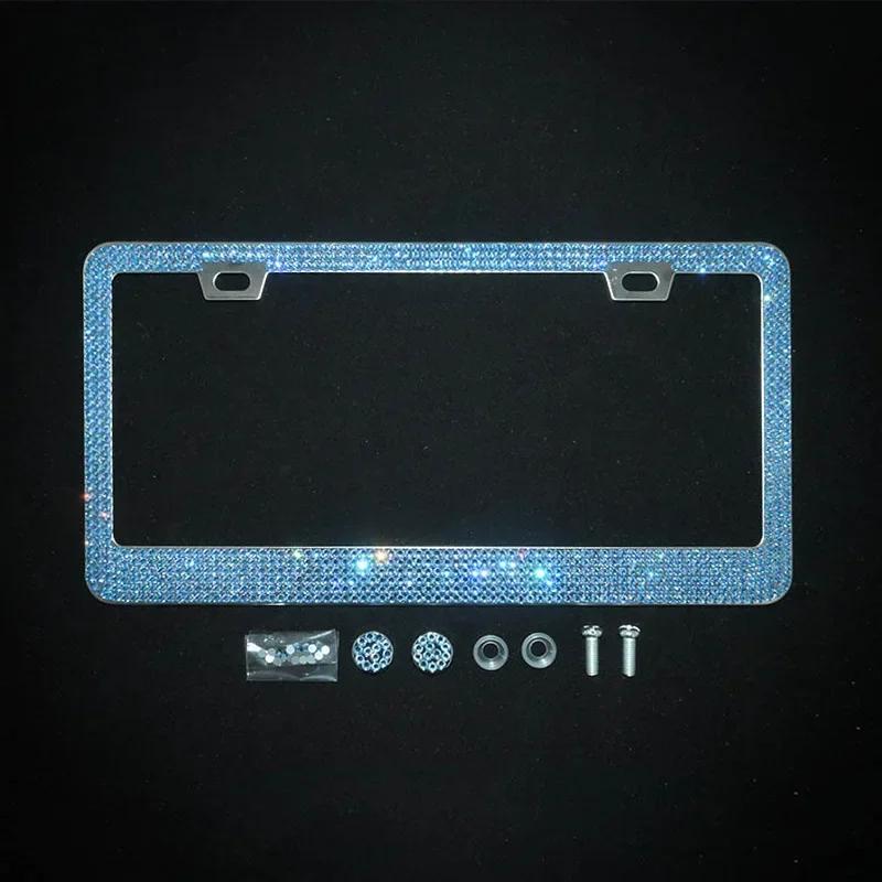 1/2PCS 31*16cm Bling Crystal License Plate Frame Women Rhinestone Car License Plate Frame Cover Holder Car Accessories New