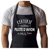 Kitchen Apron - Airplane Pilot - Thick Cotton - Durable Print France - Adjustable Ties