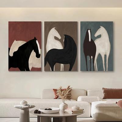 Pintura abstrata em tela de cavalo, arte de parede, pôsteres de animais, impressões para decoração de sala de estar, imagens de parede, quadros
