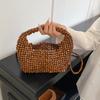 Holzperlen gewebte Knödeltasche Damen Sommer handgefertigt Umhängetasche lässige Strandtasche minimalistisches Design Reisehandtasche
