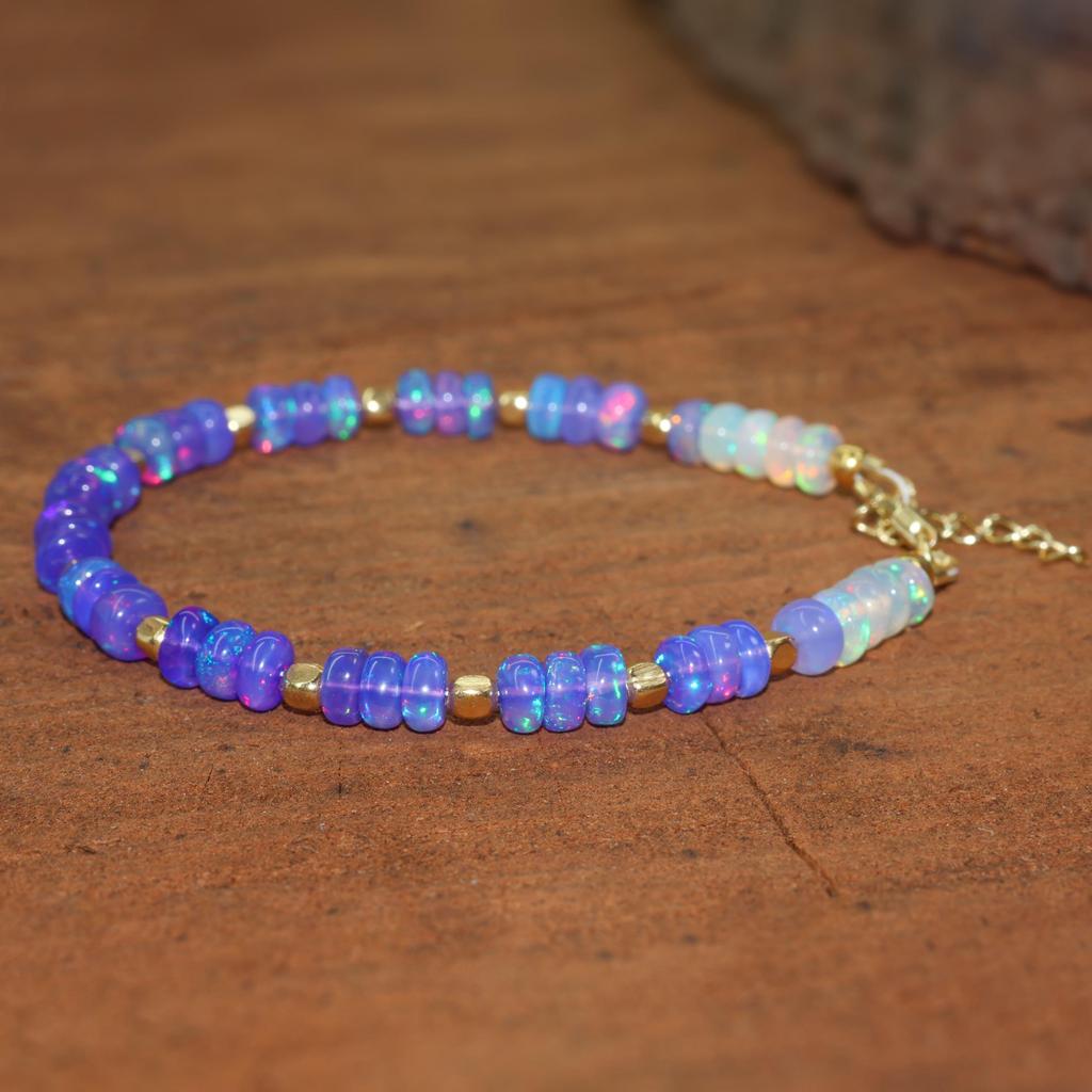 Lavender Ethiopian Opal Bracelet: Sterling Silver Birthstone Jewelry