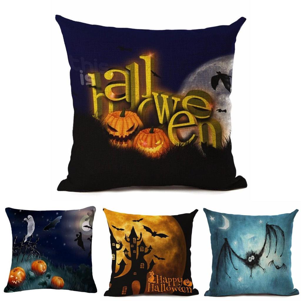 18" Cotton Halloween Linen Throw Pillow Case Cushion Cover Party Home Decor Sofa