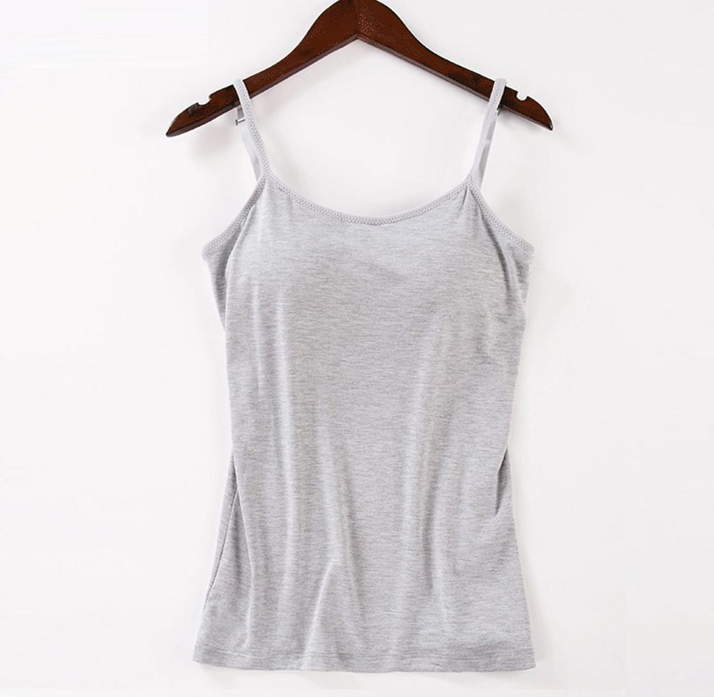 Frauen mit Brustpolstern, einem Leibchen, dünnen Trägern, Unterwäsche, Sport-Bottom-Shirt