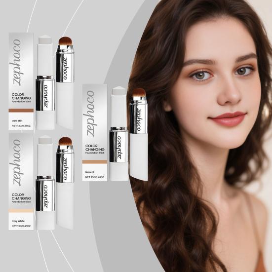 13G Color Changing Foundations Stick Double Head Foundations Stick with Brush Lightweight Hydrating Full Coverage Concealer Cream Stick