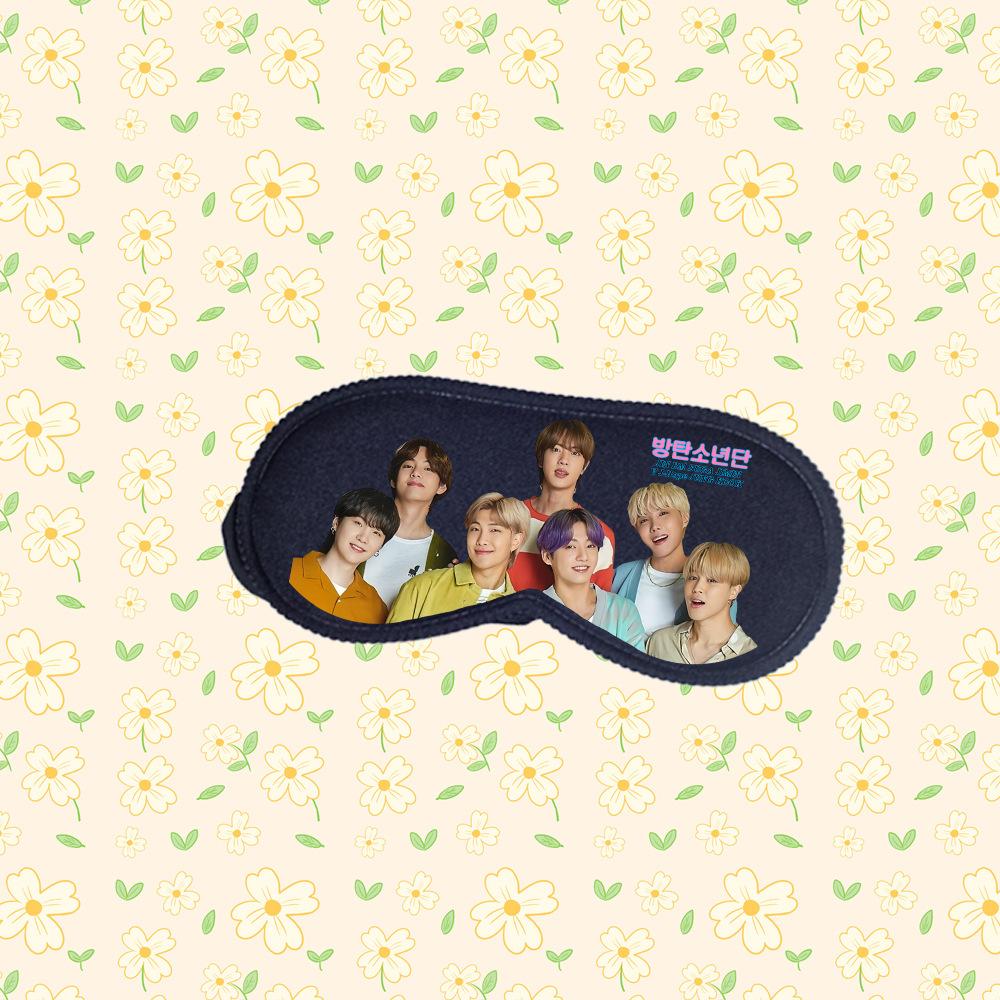 BTS Mitgliederfoto Schlaf-Augenmaske, Bangtan Boys Aufdruck Verdunkelungs-Augenbinde, Kpop ARMY Fans Reise- & Ruhe-Accessoire