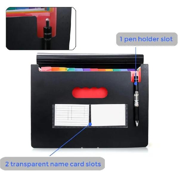 12/24Pockets Expanding File Folder A4 Size Filing Folder Organizer Large Capacity Portable Accordian File Box For Classroom Offi