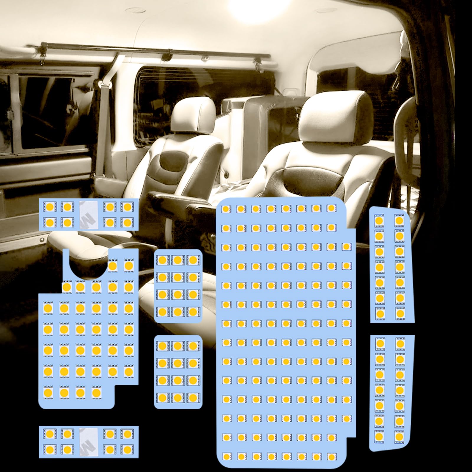 

SINMAIT Светодиодная лампа салона Hiace Toyota Hiace 200 Series Super GL Внутреннее освещение 4500K Естественная цветовая температура Солнечный свет Специально разработанные заказные детали