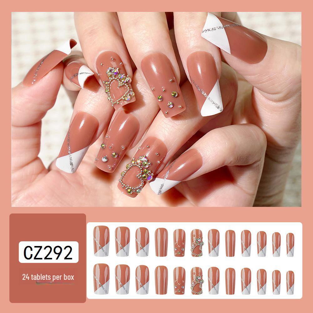 Long T-Point Diamond Jelly Glue False Nails - Press-On Nail Art Tips