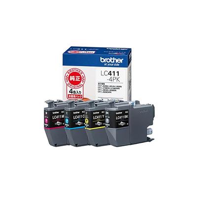 [Brother Genuine] 4-Color Ink Cartridge Pack LC411-4PK Compatible Models: DCP-J928N, DCP-J528N, MFC-J905N, MFC-J739DN, MFC-J939DN, Etc.