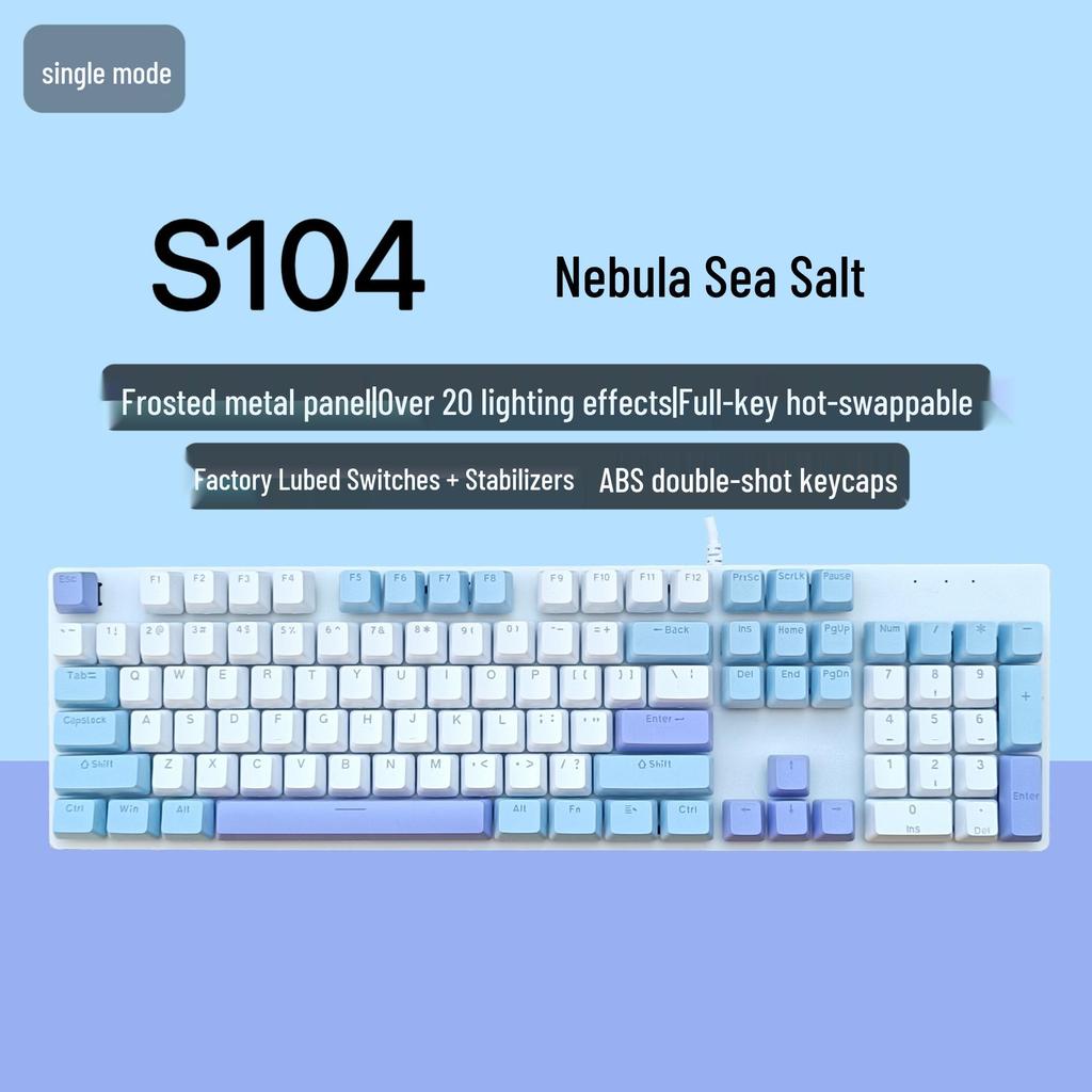 S104 Hot-Swappable Wired Mechanical Keyboard - Blue/Brown Switch, Perfect for Men & Women Gamers