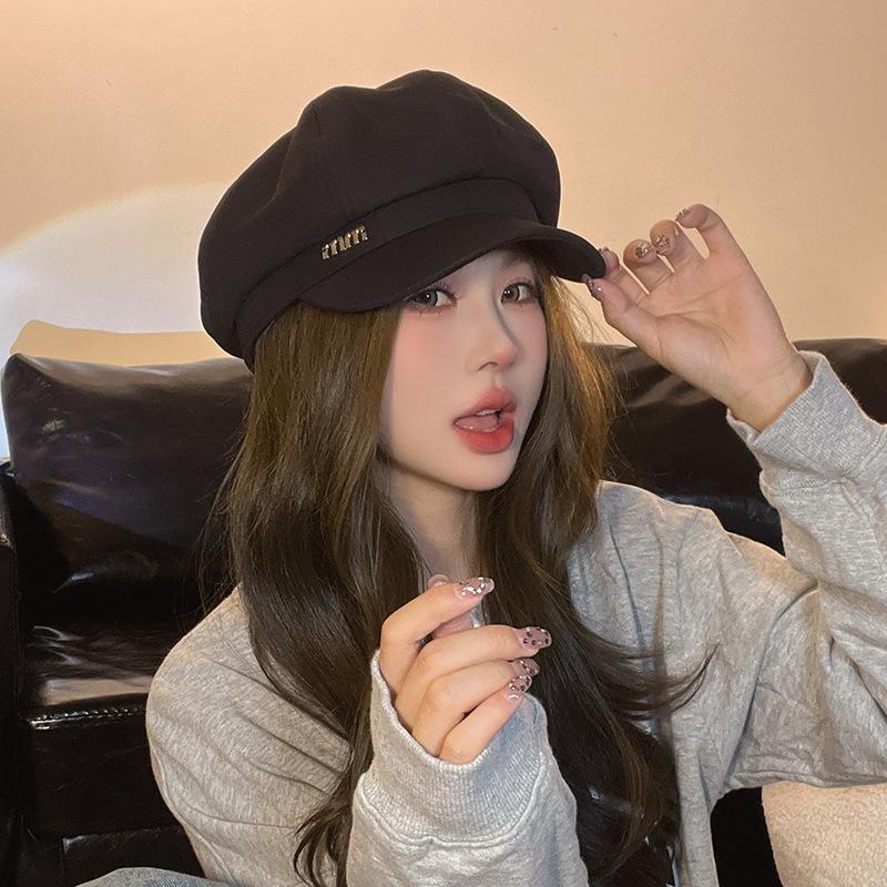 Fashion Hat Women's Octagonal Hat Spring and Autumn Korean Version Versatile Newspaper Bee Hat Fashionable Autumn and Winter Beret Men