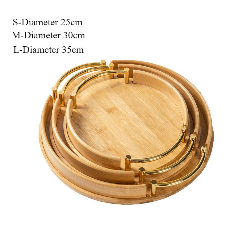 

Circular Bamboo Tea Tray with Handle for Home Kitchen, Restaurant, and Bakery Use - Round Plate for Tea Set, Cake,Fruit Display 25cm