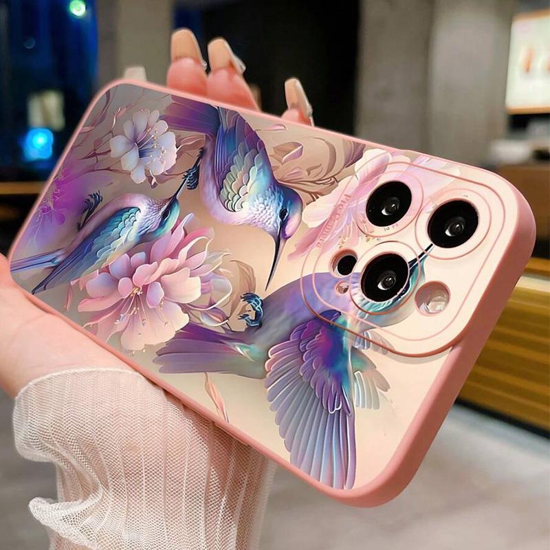 Flower Floral Bird Matte Phone Case For iPhone 17 16 15 14 11 Pro Max Air 16E 7 8 Plus XR XS X 12 13 Mini Soft Shockproof Cover