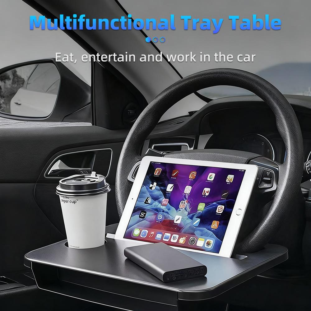 2-in-1 Car Steering Wheel Desk With Seat Gap Filler Storage Box, Portable Laptop Tray And Organizer For Vehicle Interior
