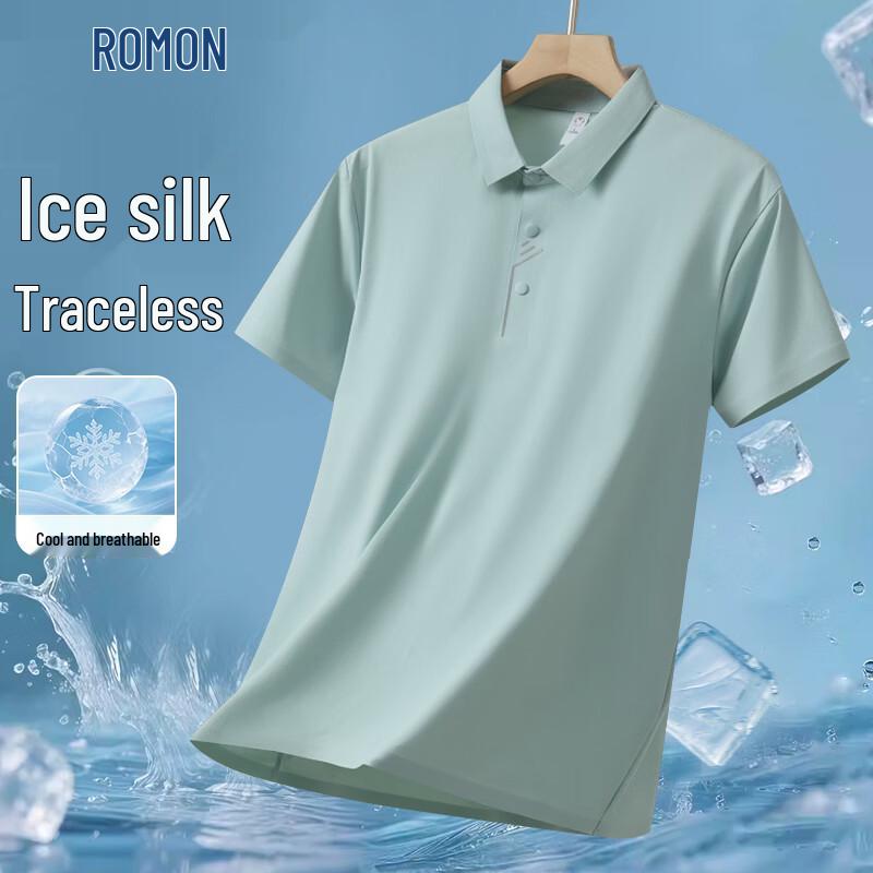 Romon Men s High-End Light Business Cool-Feel Short Sleeve Polo Shirt M