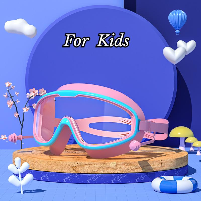 Ochelari de înot Cadru mare Dopuri de urechi Impermeabili Anti-aburire HD Transparenți Ochelari pentru bebeluși Protecție UV Ochelari de înot siguri