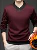 Men's Argyle V-neck Plus Velvet Knitwear - Warm, Soft, and Versatile Base Layer for Autumn and Winter