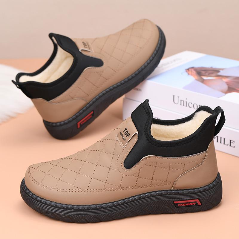 New Winter Women's Shoes, Velvet, Warm and Comfortable Short Boots, Fashionable and Casual Mom's Shoes, Soft Surface, Soft Sole, Flat Snow Boots
