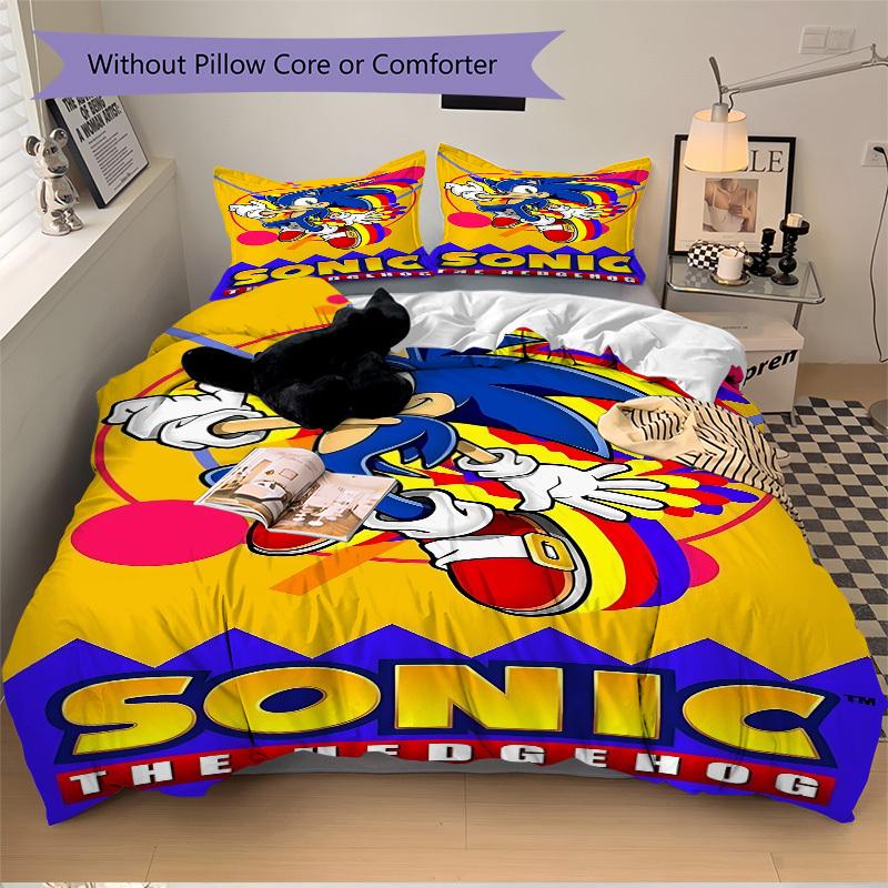 3pcs bedding set Sonic Adventure Includes 1 Comforter + 2 Pillowcases, Without Pillow Inserts, Soft Comfortable, Lightweight Breathable, Pri