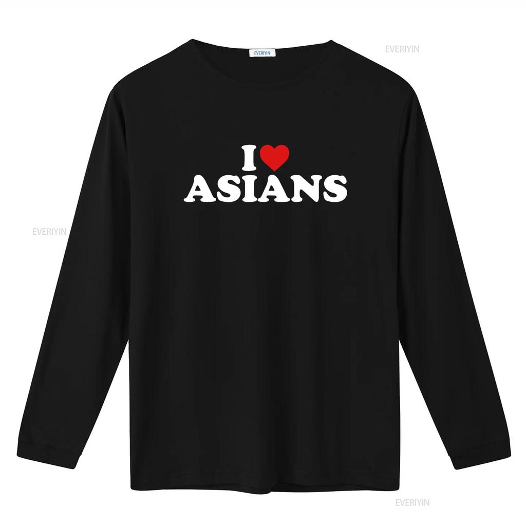 I Love Asians Heart T Shirt Vintage Washed Stretched Homme Slightly Comfortable Unisex Stylish Breathable Designer Clothes