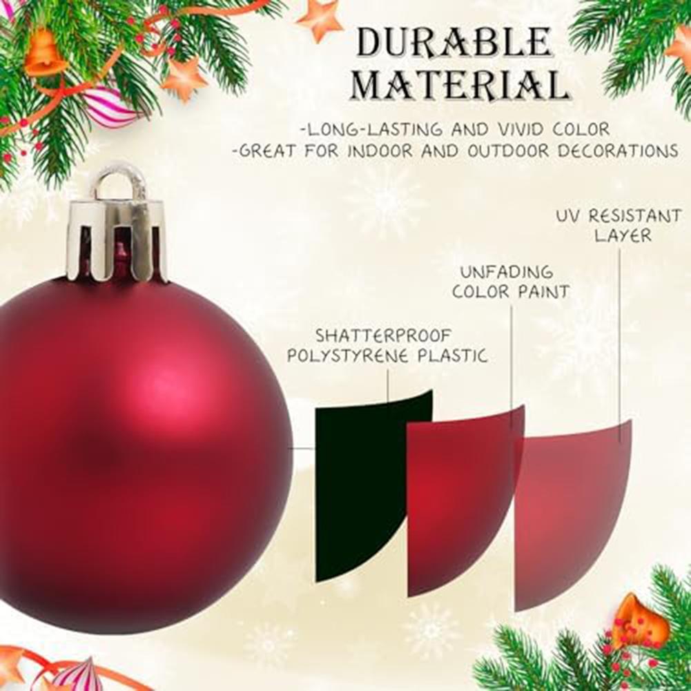 Holiday Decoration 36 Pack Plastic Shatterproof Ball Ornaments for Christmas Tree and Wreath Use Lightweight Design for Hanging