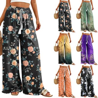 Women's Wide-Leg Casual Flowy Floral Print Pants