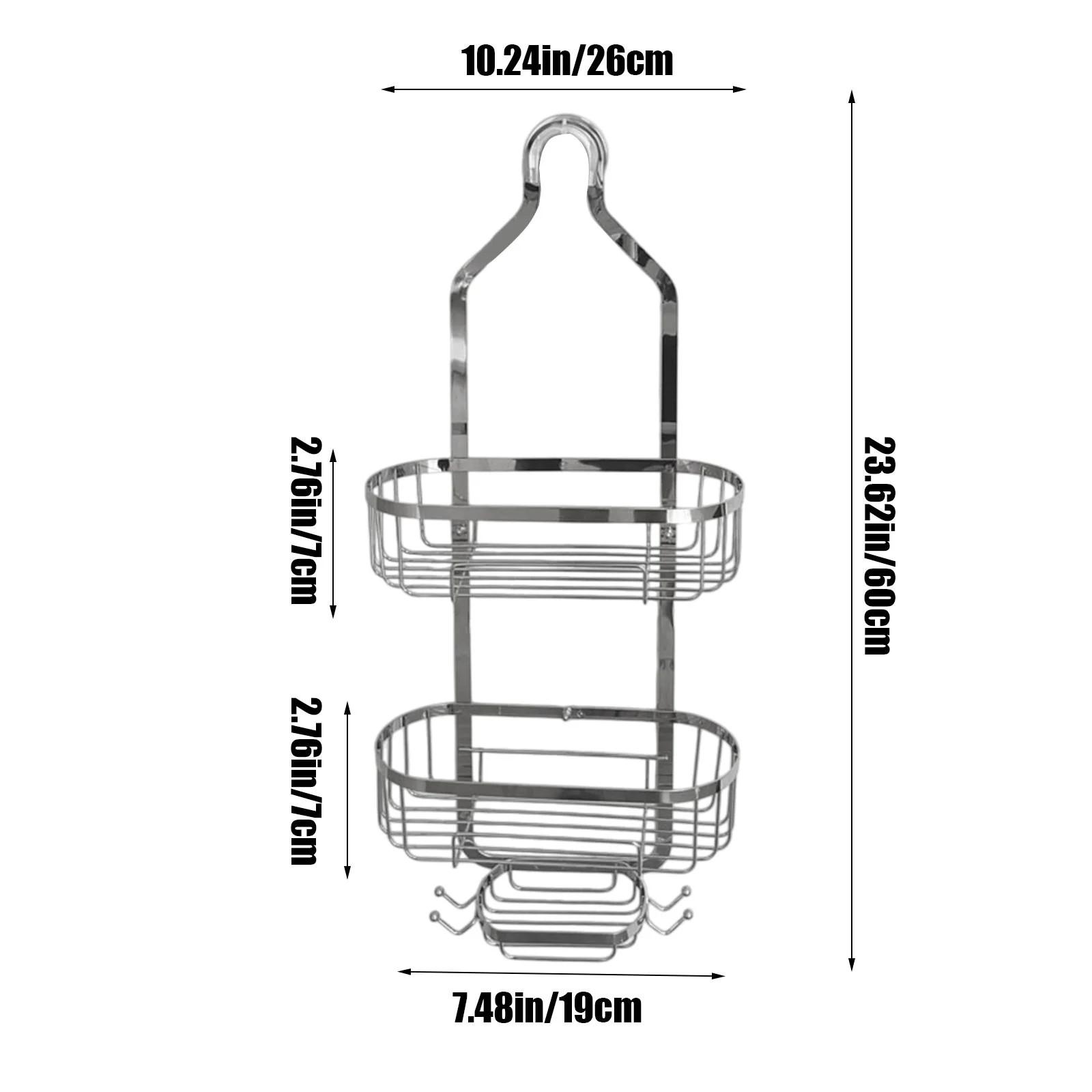 

Подвесная полка для душа, из нержавеющей стали, для подвешивания над душевой лейкой, многофункциональная полка для хранения средств для ванной, мыла, полотенец, туалетных принадлежностей One Size
