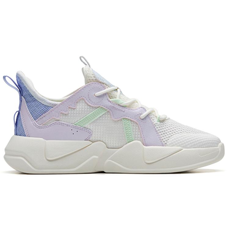 New Anta Life Collection G6 Cushioning Anti Slip And Wear Resistant Low Top Sports Casual Shoes Women's White Purple Blue 122238083-4