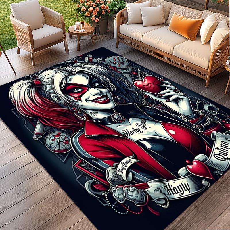 Harley Quinn Joker Print Rug, Washable Floor Carpet, For Entryway Dorm Laundry Room Office Study, Home Decor Birthday Christmas Gift
