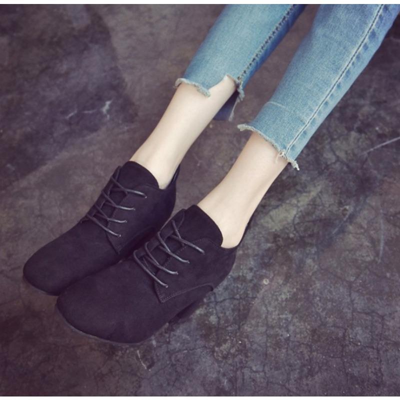 

Мода 2025 Весна Осень Ретро Оксфорды Блок Высокий Каблук Искусственная Замша Офисная Леди Повседневная Обувь Шнуровка Комфортные Туфли Лодочки Большой Размер 34 чёрный