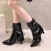 Cowboy Women Ankle Boots Pointed Toe Fashion High Heels Shoes 2025 New Trend Designer Buckle Pumps Chelsea Winter Botas De Mujer